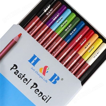 新品H&B12色彩碳笔套装铁盒彩色碳化铅笔绘图书写素描美术可批发