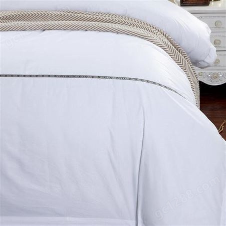 民宿纯白色全棉贡缎 床单被套 酒店布草 宾馆床上用品 三四件套